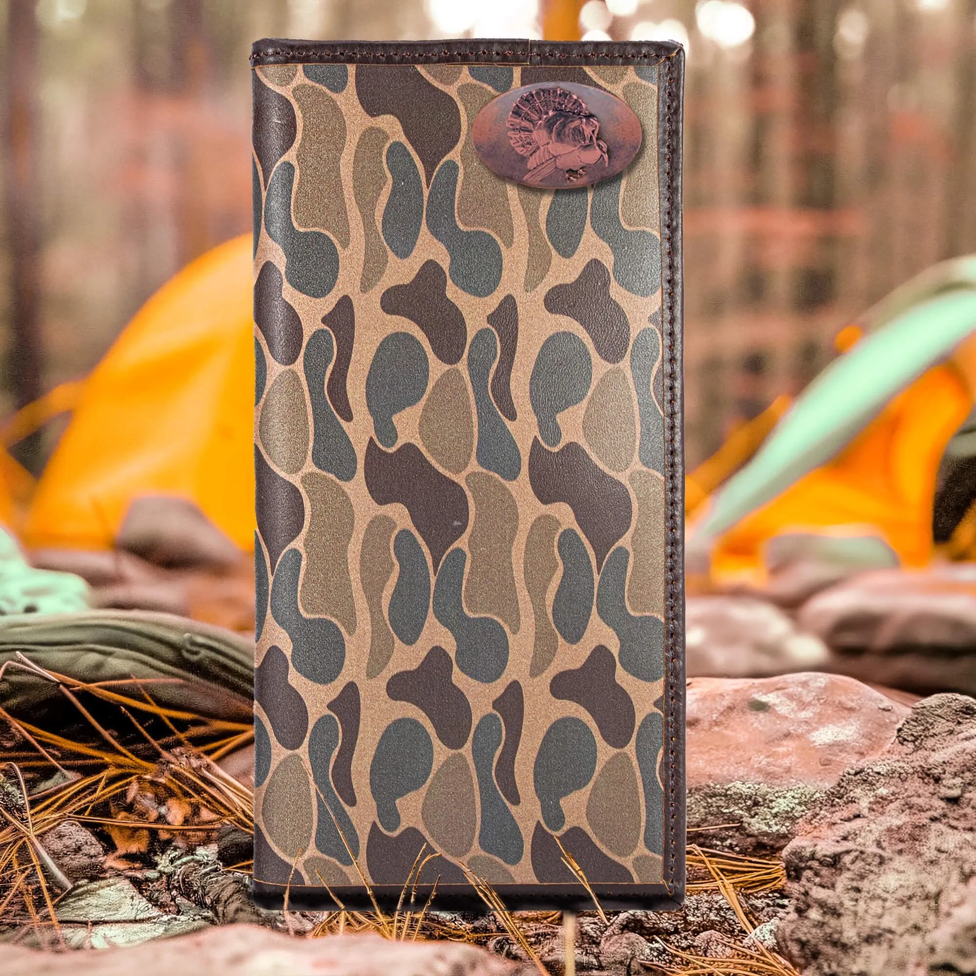 Turkey Men's Secretary Old School Camo Leather Wallet.