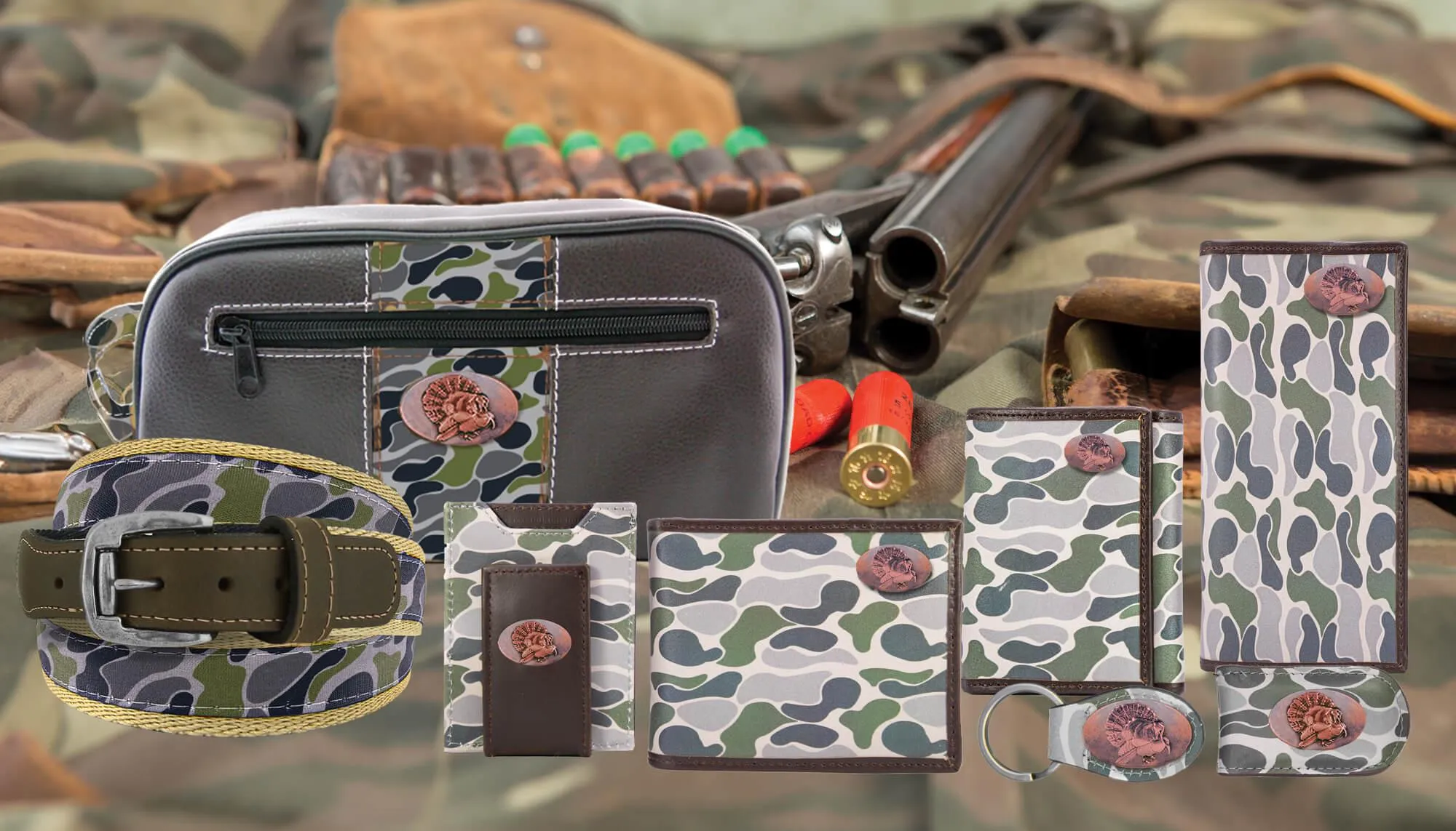 Turkey Men's Secretary Old School Camo Leather Wallet.