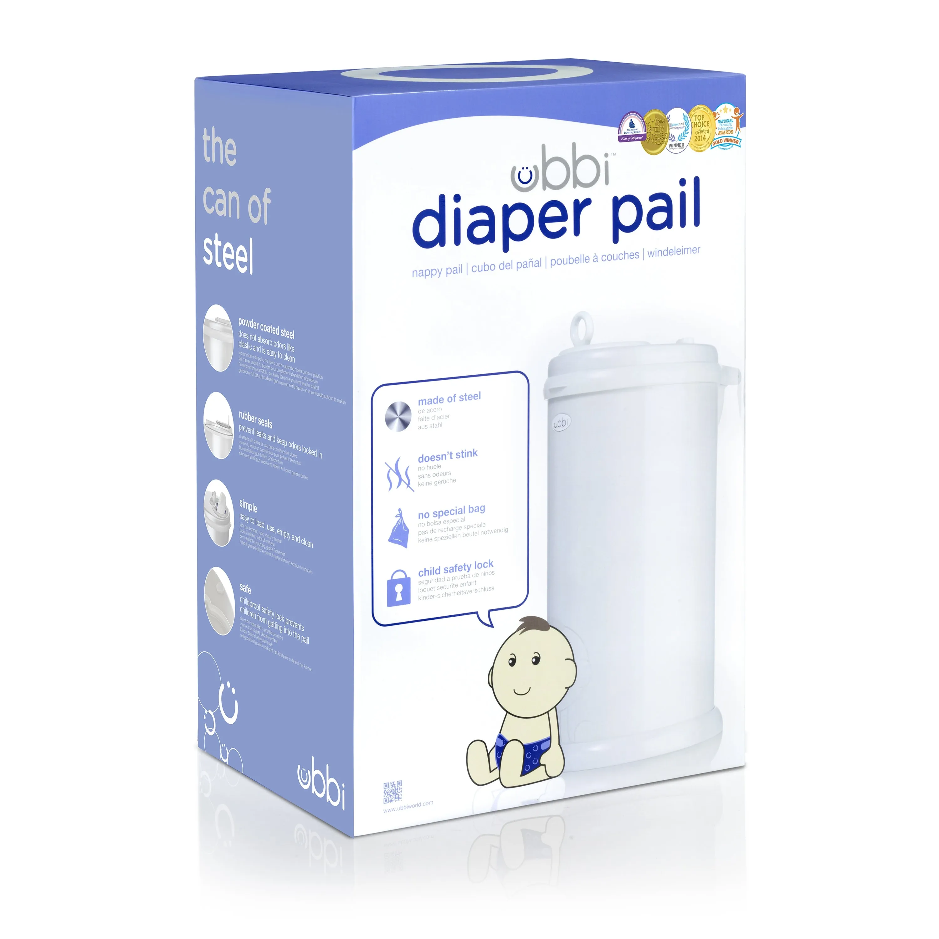 Ubbi Nappy Pail - White