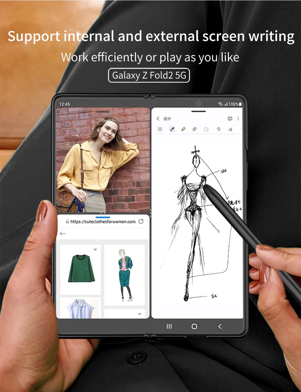 Ultra-Thin Plastic With Slot Case For Samsung Galaxy Z Fold 2 5G Anti-knock Phone Cover For Galaxy Z Fold2 Case Included Pen