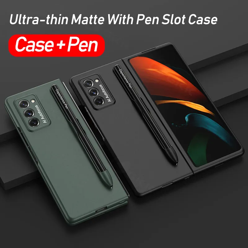 Ultra-Thin Plastic With Slot Case For Samsung Galaxy Z Fold 2 5G Anti-knock Phone Cover For Galaxy Z Fold2 Case Included Pen