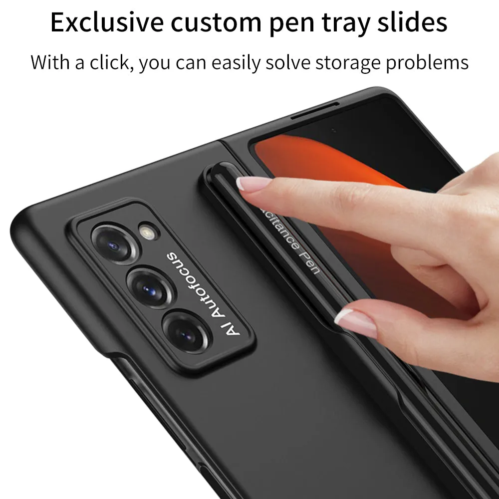 Ultra-Thin Plastic With Slot Case For Samsung Galaxy Z Fold 2 5G Anti-knock Phone Cover For Galaxy Z Fold2 Case Included Pen