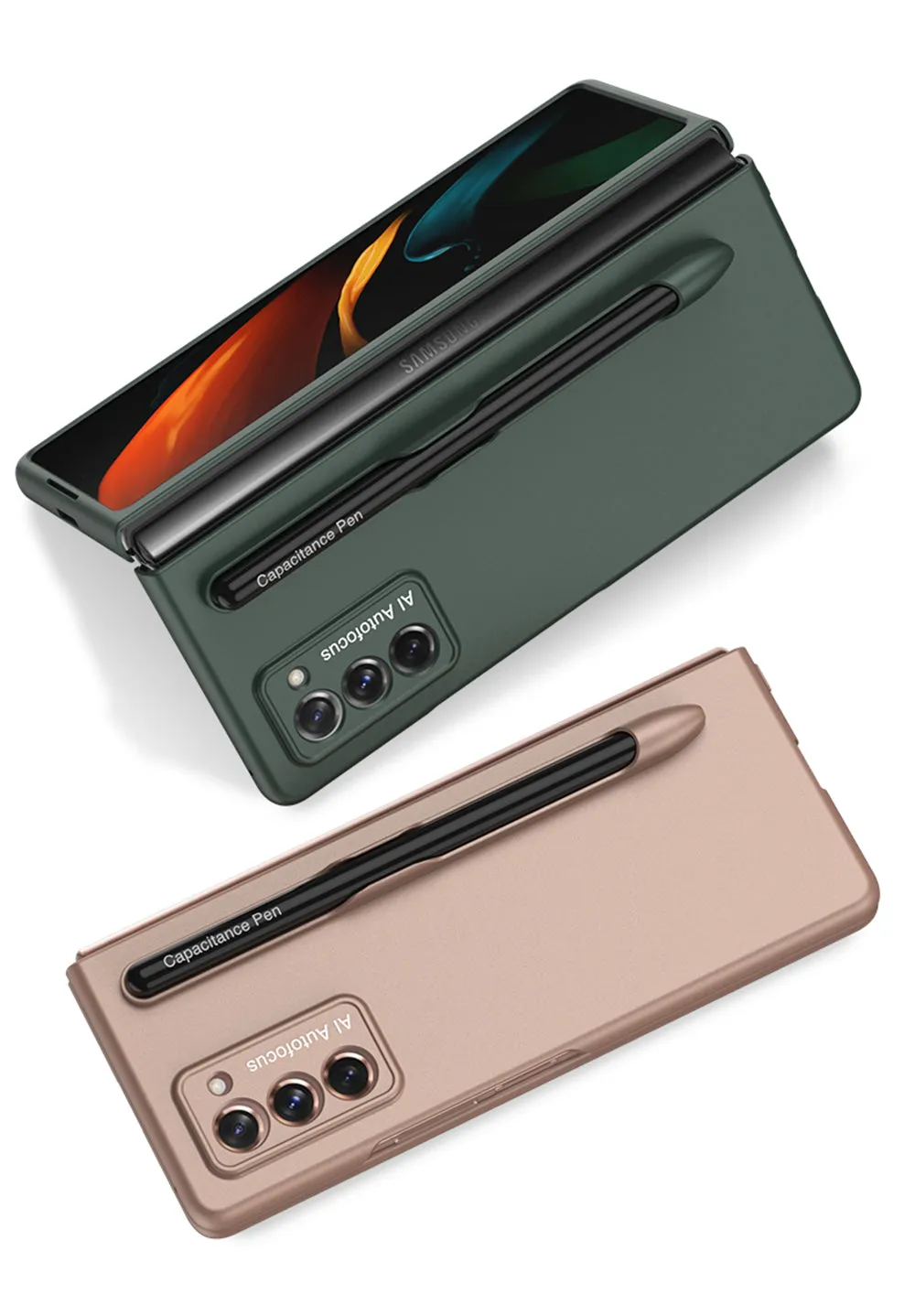 Ultra-Thin Plastic With Slot Case For Samsung Galaxy Z Fold 2 5G Anti-knock Phone Cover For Galaxy Z Fold2 Case Included Pen
