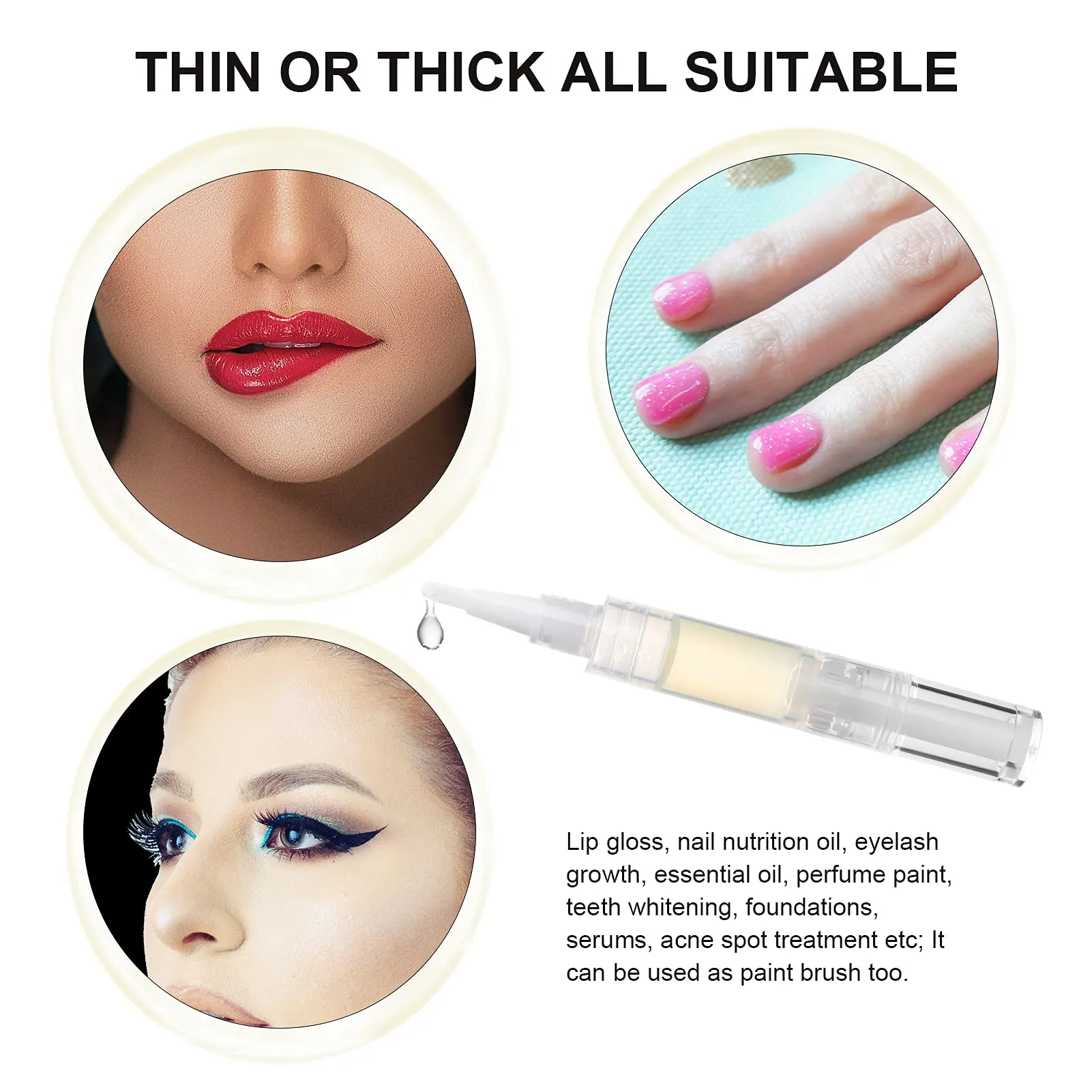 UPZIGS 10 pcs 5ml Empty Cuticle Oil Pen, Nail Oil Twist Pen with Brush, Eyelash Growth Liquid Tube, Cosmetic Lip Gloss Container