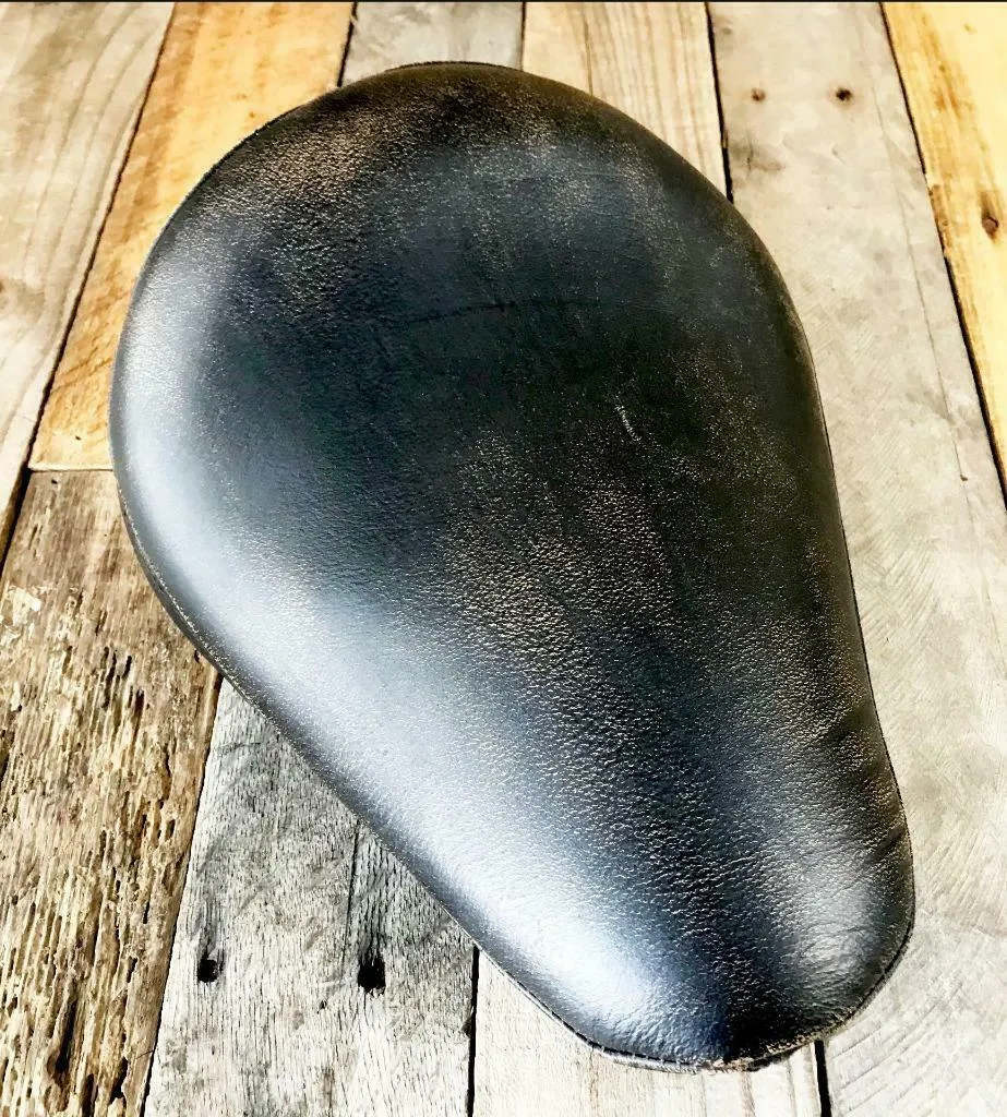 Vintage Blk Dist Leather Seat Spring Solo Chopper Harley Sportster Bates Honda