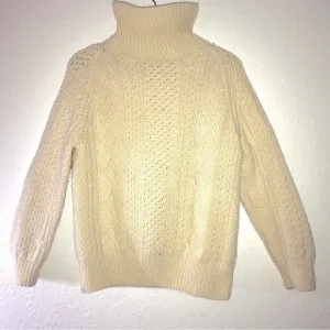 Vintage Mock Neck Hand Crafted Women's Wool Sweater (Soft &amp; Warm)