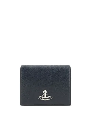 Vivienne Westwood Black Grain Leather Logo wallet