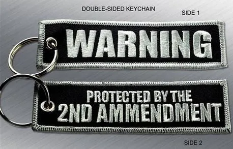 WARNING 2nd AMENDMENT EMBROIDERED KEYCHAIN TAG