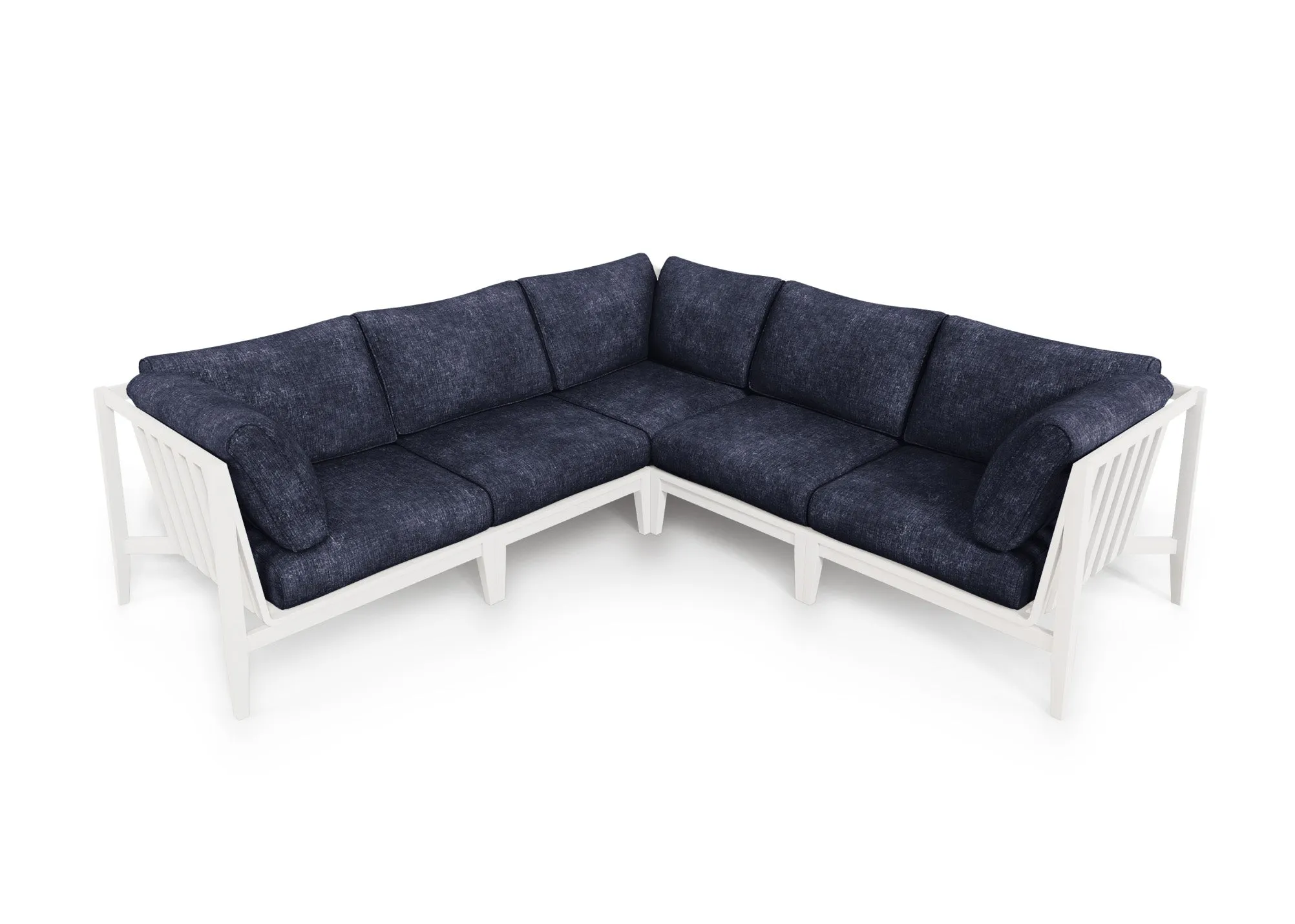 White Aluminum Outdoor Corner Sectional - 5 Seat