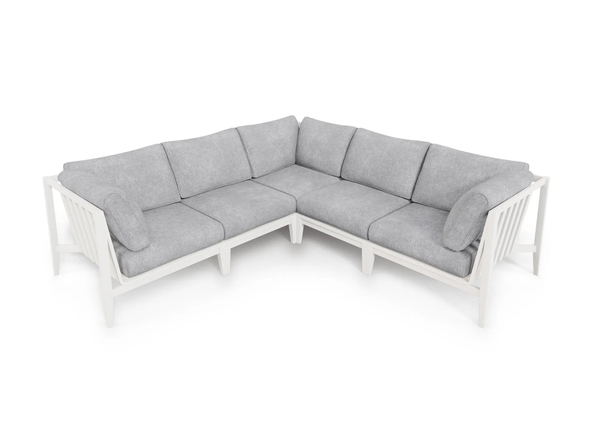 White Aluminum Outdoor Corner Sectional - 5 Seat