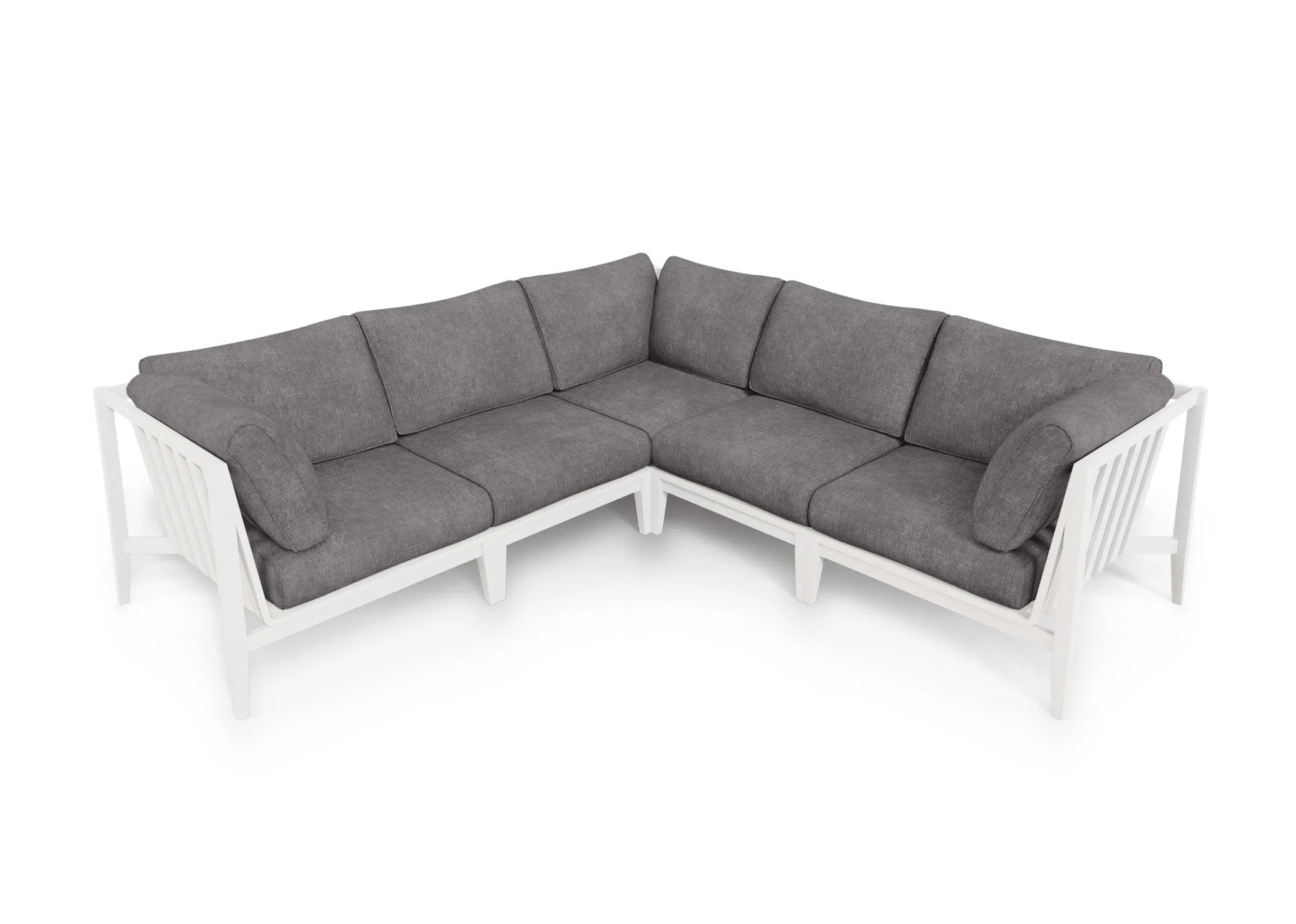 White Aluminum Outdoor Corner Sectional - 5 Seat