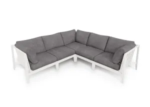 White Aluminum Outdoor Corner Sectional - 5 Seat