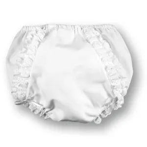 White Diaper Cover with Ruffles & Ribbons