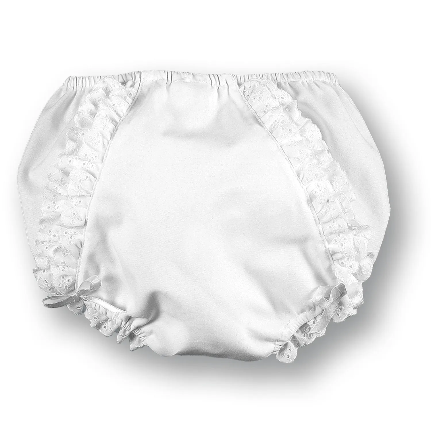 White Diaper Cover with Ruffles & Ribbons