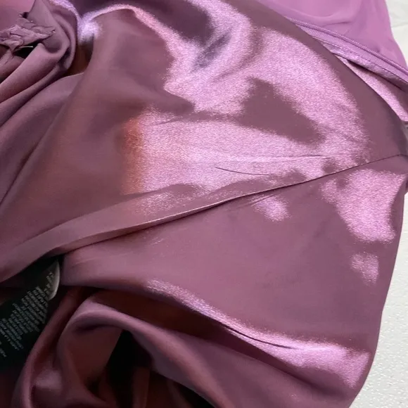 WHITE House Black Market Mauve Dress with Bell Sleeves and Lace Inserts