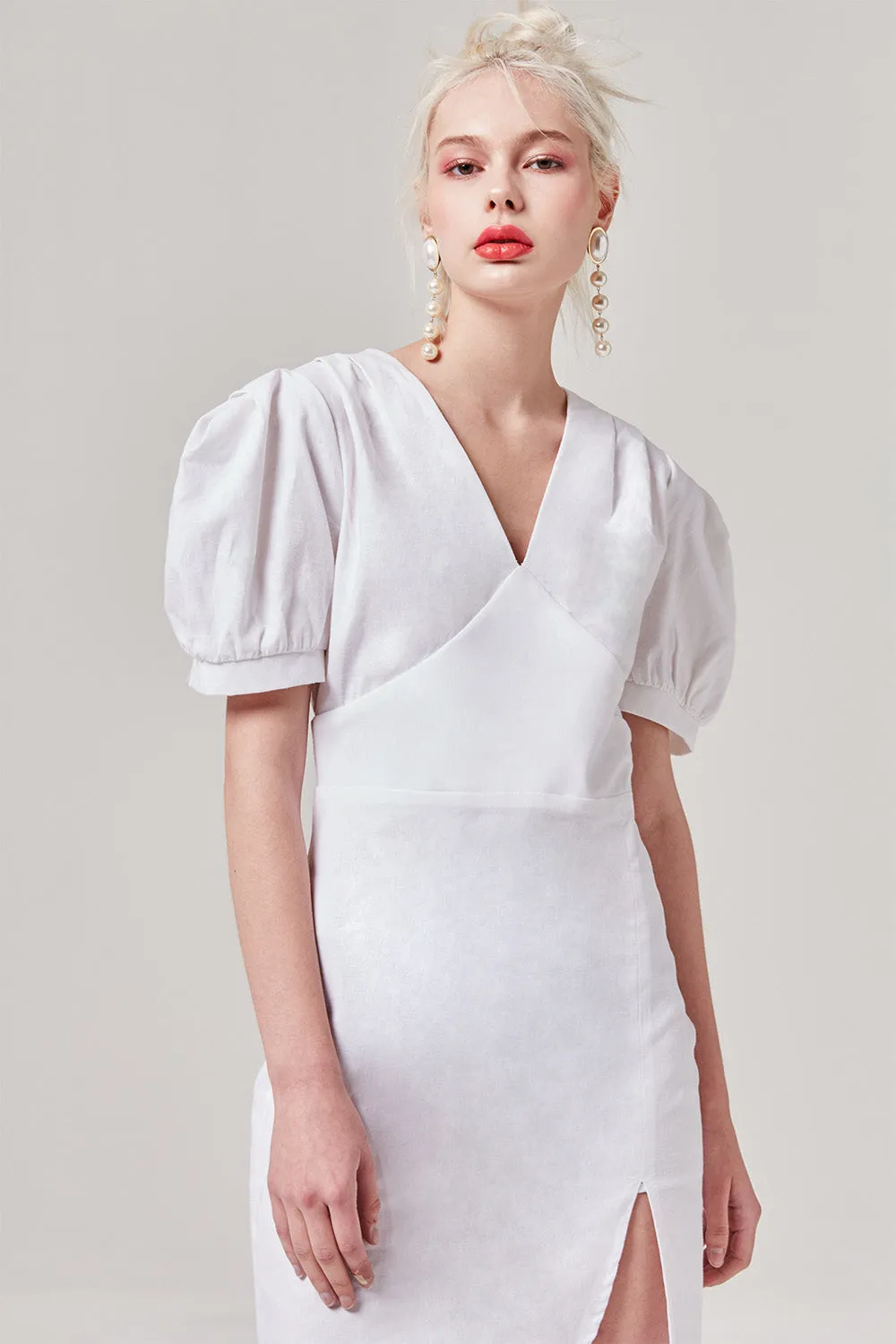 White Side Slit Dress