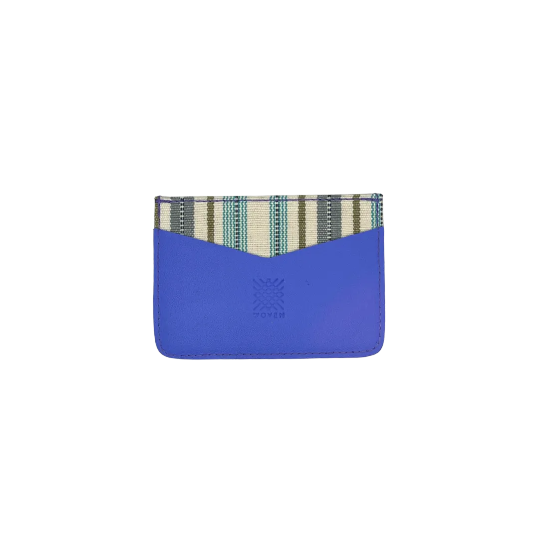 Woven Bulsa Card Holder in Indigo Leather