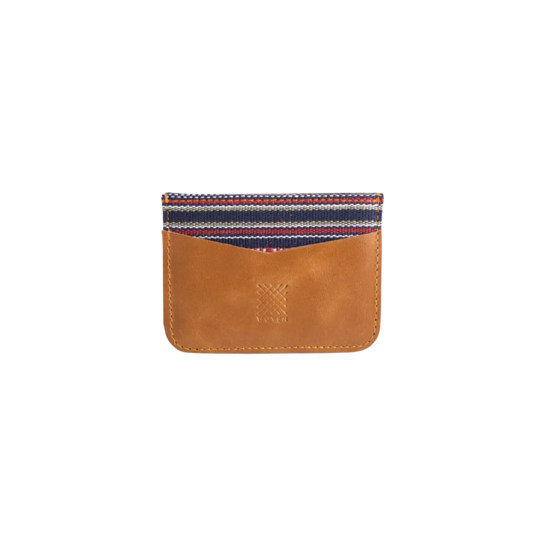 Woven Bulsa Card Holder in Tan Leather