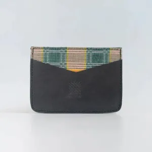 Woven Card Holder - Sage Green Leather