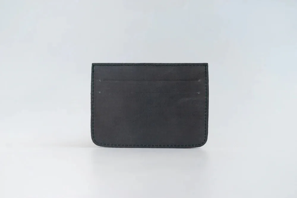 Woven Card Holder - Sage Green Leather