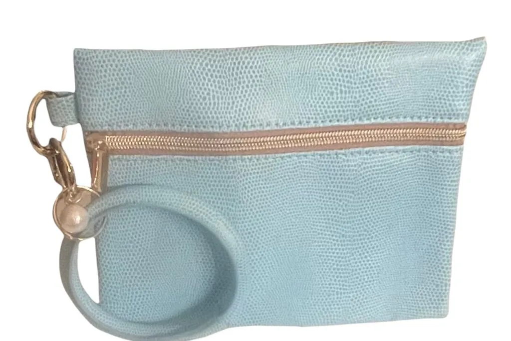 Wristlet and Key Ring with Pearl Accent, Lime
