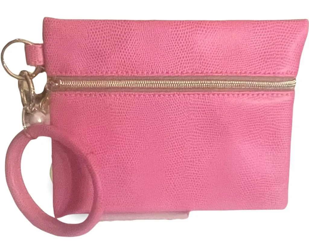 Wristlet and Key Ring with Pearl Accent, Lime