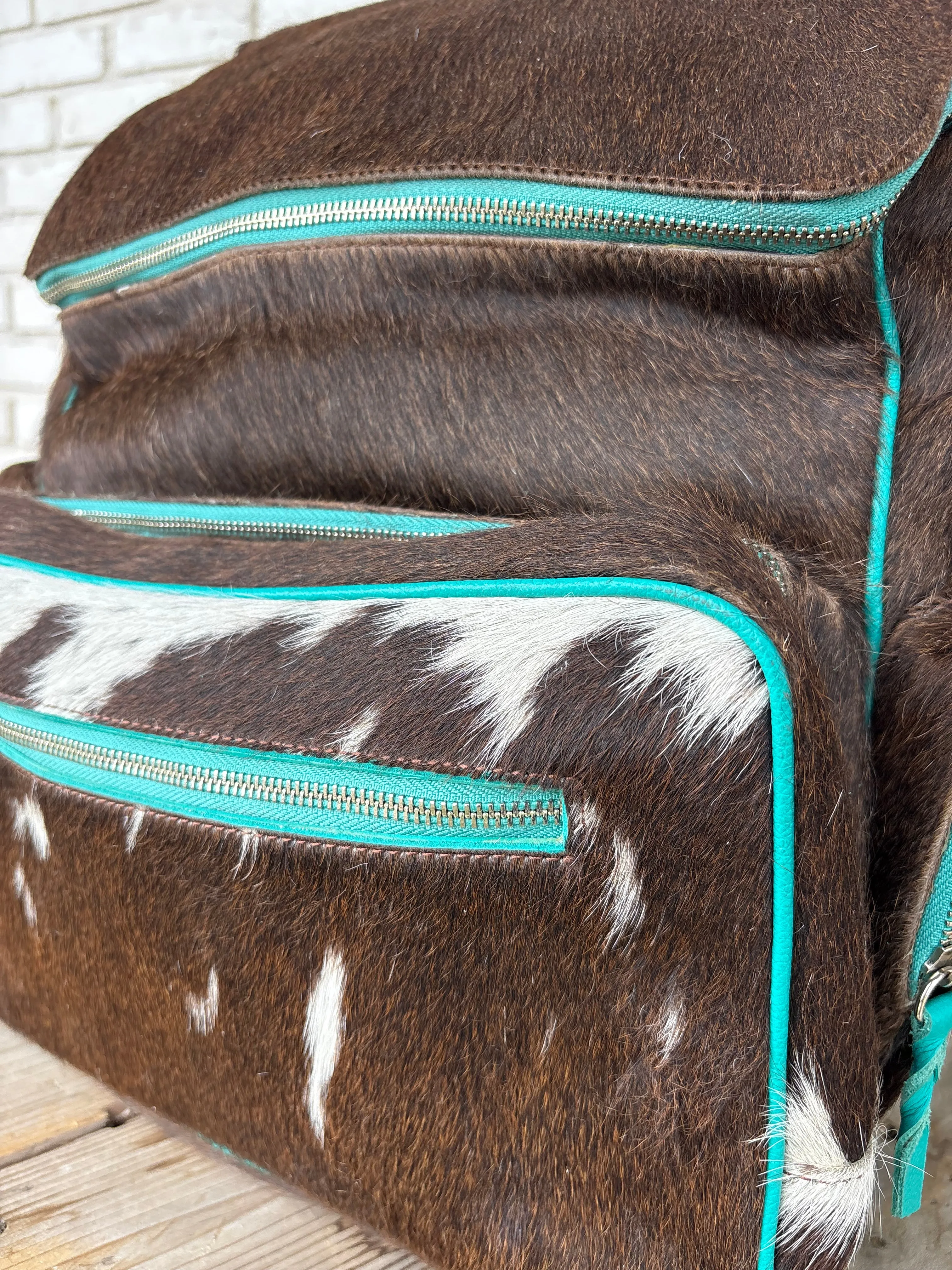 XL Cowhide   Turquoise Leather Backpack