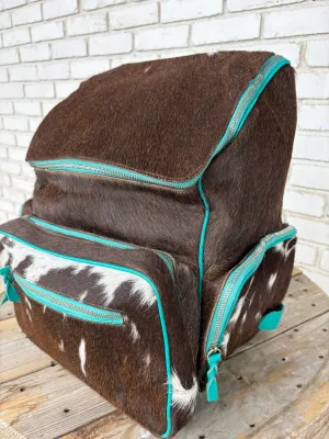 XL Cowhide   Turquoise Leather Backpack