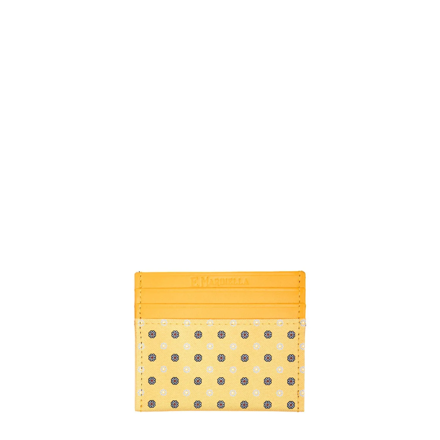 YELLOW LEATHER AND SILK CREDIT CARD HOLDER