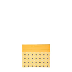 YELLOW LEATHER AND SILK CREDIT CARD HOLDER