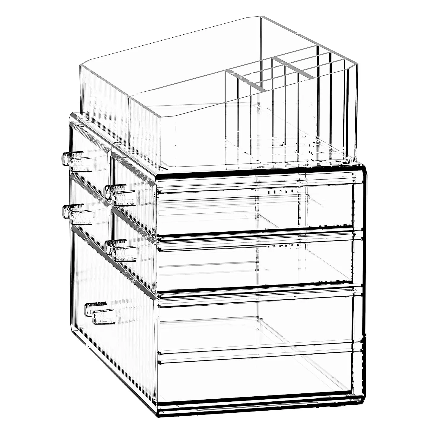 ZHIAI Stackable Organizer, Acrylic Cosmetic Organizer for Dresser, Vanity, Kitchen Cabinet, Bathroom, Under Sink, Home Organization and Storage (1 Top 5 Drawers)