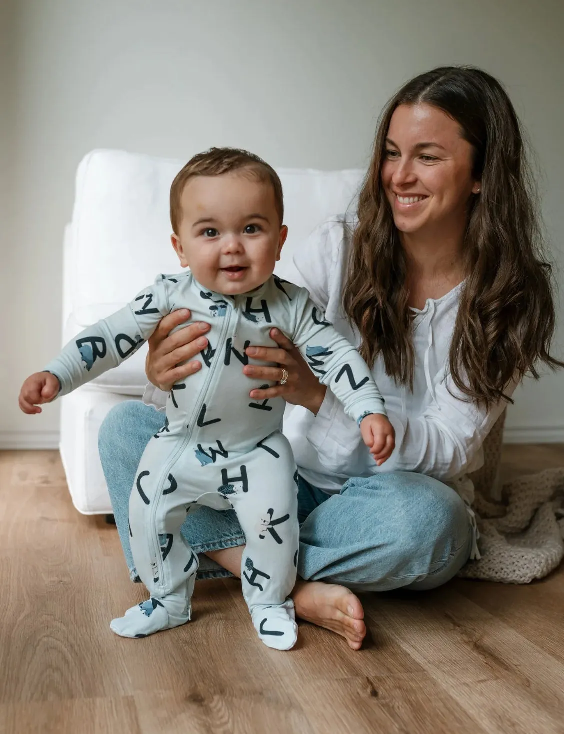 ZippyJamz - Bamboo Footed Sleeper - AlphaJamz - Blue