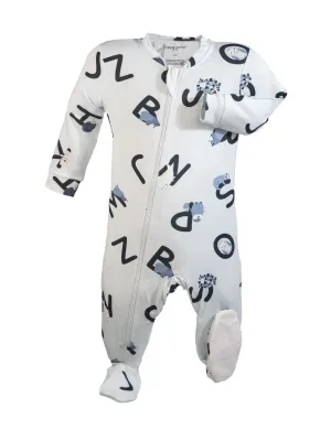 ZippyJamz - Bamboo Footed Sleeper - AlphaJamz - Blue
