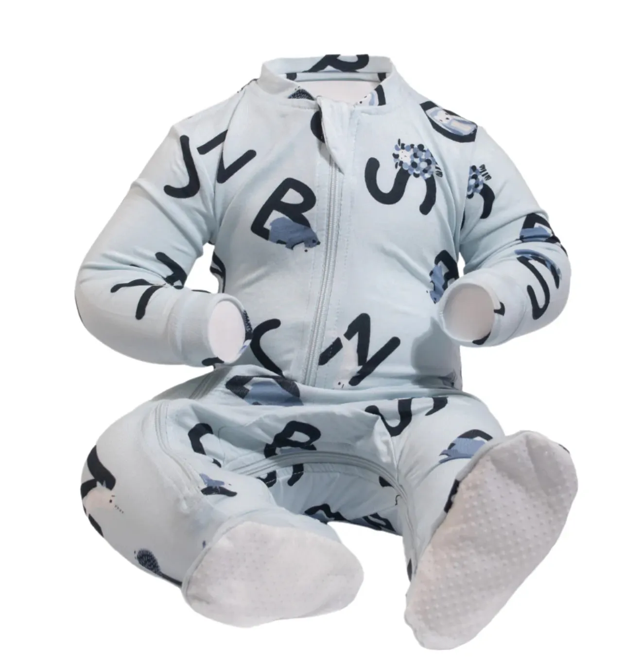 ZippyJamz - Bamboo Footed Sleeper - AlphaJamz - Blue